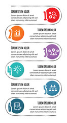 6 steps infographic template with 6 options. Flowchart that can be used for business report, data visualization and presentation. Timeline infographic elements vector illustration.