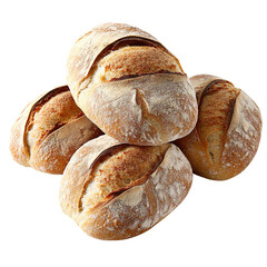 artisan crusty bread loaves on white background