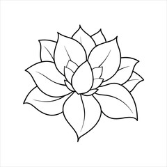 Simple Outline Flower Illustration in Line Art Style