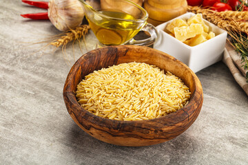 Italian raw dry pasta risoni