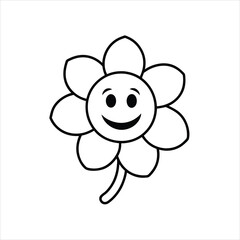  Smiling Cartoon Flower Vector Illustration on White Background