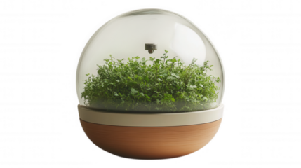 Spherical Self-Watering Terrarium with Lush Green Plant & Glass Views
