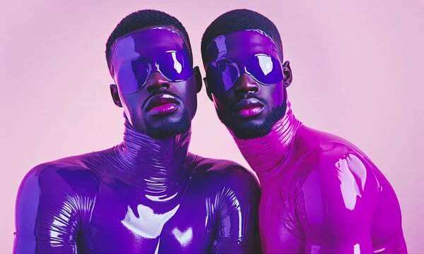 Fashion gays in latex look. 