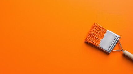 Closeup Macro Shot of Bright Orange Paint Roller Texture for Home Improvement Painting Decorating or Construction Design Background