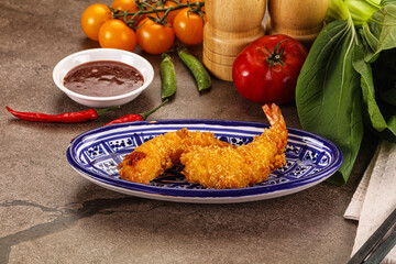 Crispy breaded golden fried prawns