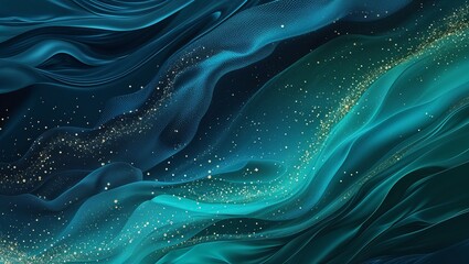 Fototapeta premium A Mesmerizing Dark Blue-Green Emerald Sea in the Twilight, with Gentle Waves Reflecting the Moonlight, Creating a Tranquil and Mystical Atmosphere of Calm and Beauty