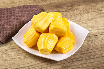 Raw ripe yellow jackfruit segment