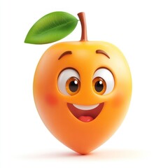 happy face of orange vector style art 3d illustration Isolated on White Background