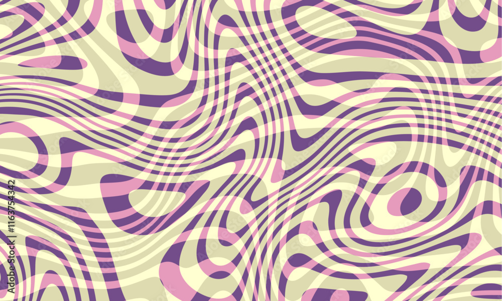 Aufkleber Abstract horizontal background with colorful waves. Trendy vector illustration in style retro 60s, 70s. Pastel colors
