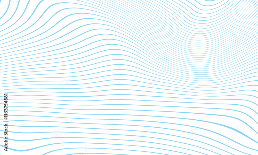 Aufkleber The captivating Abstract Blue Lines Pattern, which is set against a white background, features a dynamic and fluid design that