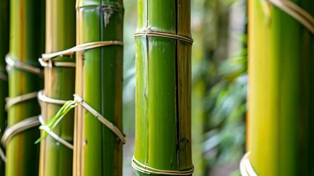 Green Bamboo Stalks
