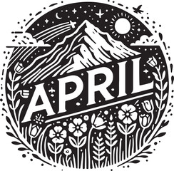 April icon silhouette vector with white background