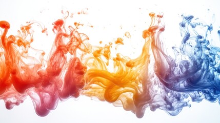 Abstract colorful ink swirls in water.