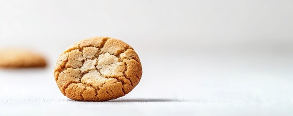Minimal cookies concept. A delicious golden cookie on a clean surface, perfect for food photography.