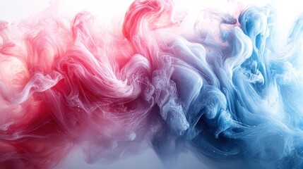 Obraz premium Abstract red, white, and blue ink swirls in water.