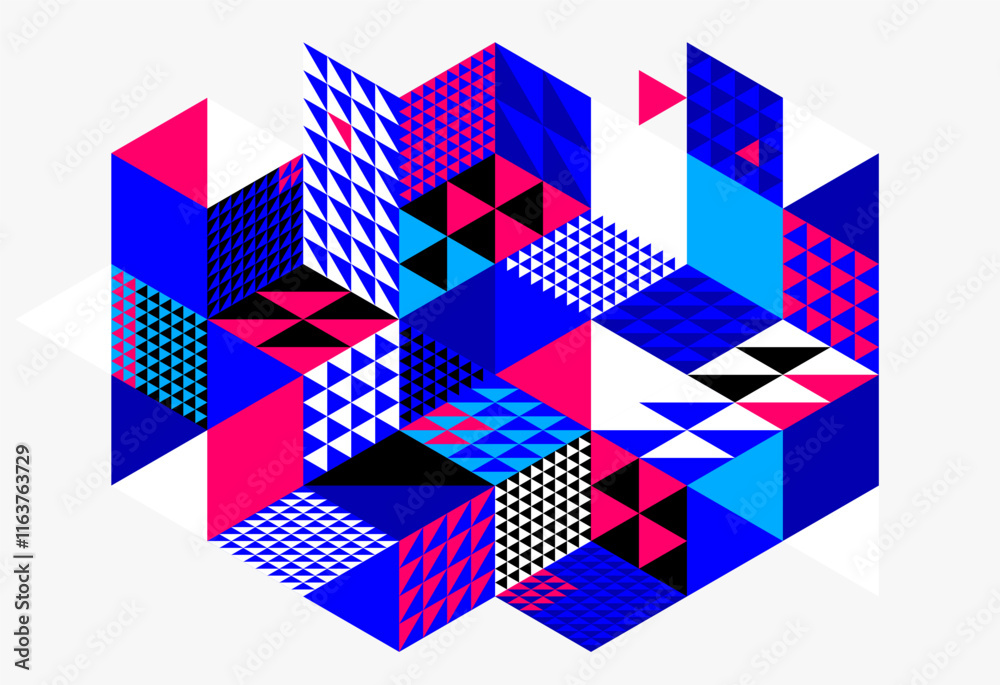 Canvas Prints 3d isometric cubic design vector geometric abstract background, modern city abstraction theme, const