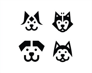 Dog head icon set. Dog flat style. silhouette vector illustration. Flat style. Cartoon dog face logo design template