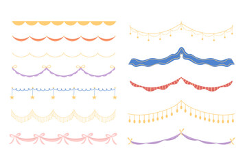 Festive and decorative hanging frame element. Borderline for holiday decoration. Simple shining light, banner, jewelry ornament and more © Kim Phuong Art