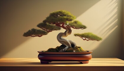 Generated image"Quiet Elegance: A Single Bonsai Amidst Soft Shadows
