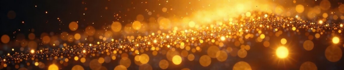 Fototapeta premium Shimmering golden disk with numerous sparkles in a mesmerizing pattern, disk, glitter