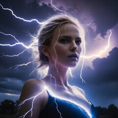 woman with lightning