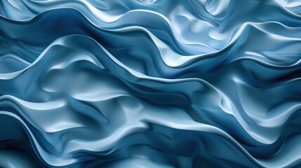 Fototapeta premium Abstract background of blue silk or satin fabric with smooth, flowing folds, creating a luxurious and elegant texture.