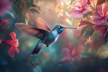 hummingbird in flight full body wildlife portrait