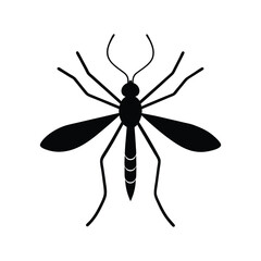 Mosquito (Culicidae) insect silhouette design, labeled linocut vector illustration.