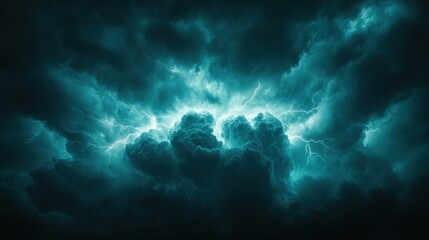 Dark teal stormy sky with lightning.