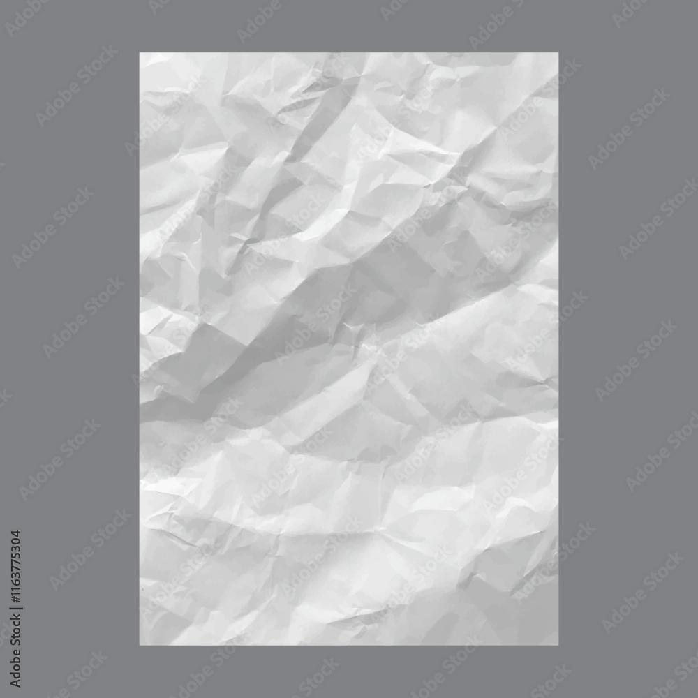 Aufkleber Crumpled sheet of paper with wrinkles and crease. Vector isolated pages with copy space. Old grunge blank for writing or drawing. Template mockup with creases and wrinkles on surface effect