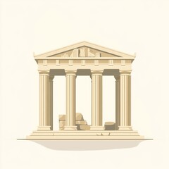Ancient Greek temple ruins illustration.