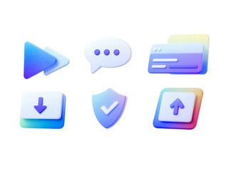 3D icon, player, dialog, download, upload, security, browse, web concept icon