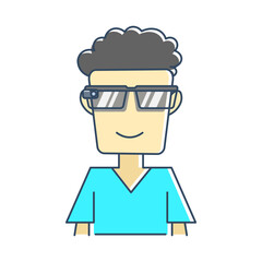 cartoon character wearing augmented reality (AR) glasses. relevant in various contexts, such as technology, innovation, virtual reality and digital transformation.