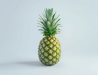Fototapeta premium Single Ripe Pineapple on Light Blue Background 