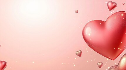 Romantic Pink Glitter Hearts Valentine's Day Background