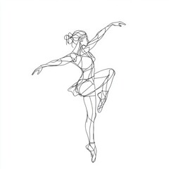 Fototapeta premium Geometric line art ballerina in graceful pose.