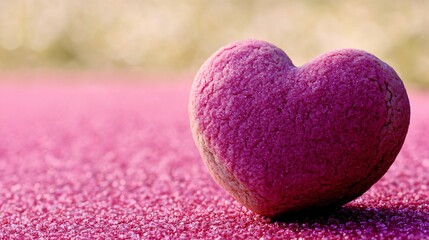 Fototapeta premium Pink Sugar Heart Cookie on Glitter Background Valentine's Day