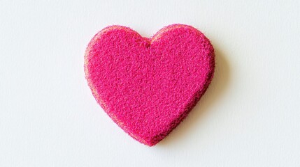 Obraz premium Pink Heart Shaped Scrubber Sponge on White Background