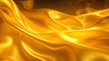 Fototapeta premium Golden Silk Drapery: Luxurious Waves of Rich, Shimmering Fabric