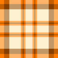Warm-toned plaid pattern in orange and beige.  Perfect for fall or autumnal designs, websites, or textile projects.  This seamless texture offers a versatile and stylish background.