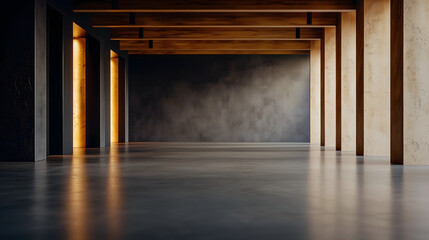 Industrial Room with Cracked Dark Gray Wall and Rough Concrete Floor