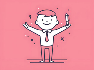 A minimalist very cartoonish character flat illustration a person his arms outstretched, Generative ai