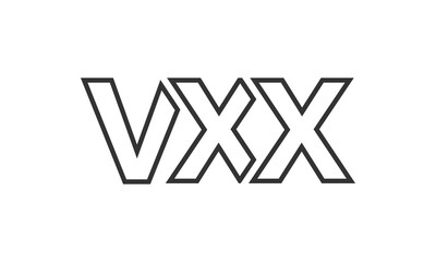 Stylish geometric logo design featuring bold, overlapping VXX letters.  Perfect for modern branding, tech startups, or abstract design projects.