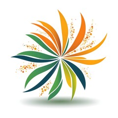 Abstract Flower Design: A vibrant and dynamic abstract floral design featuring swirling petals in shades of green, orange, and blue, creating a sense of energy and growth.