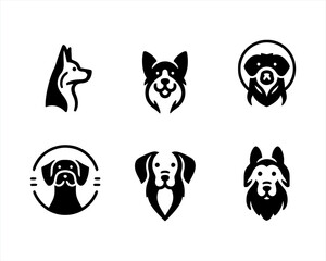 Dog head icon set. Dog flat style. silhouette vector illustration. Flat style. Cartoon dog face logo design template