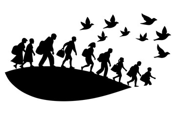 family silhouettes vector