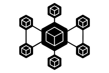 silhouette vector
illustration of A Blockchain on white background