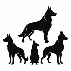set of dogs silhouettes