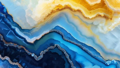 Deep Sapphire and Light Citrine Gems with Beautiful Patterns and Textures in Natural Stone