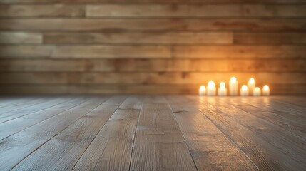 Warm Candlelight Glow on Rustic Wooden Floor